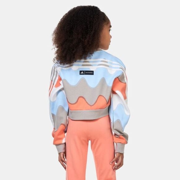 Marimekko x Adidas Allover Print Cotton Sweatshirt in Light Blue Brown Combo S - Picture 1 of 12